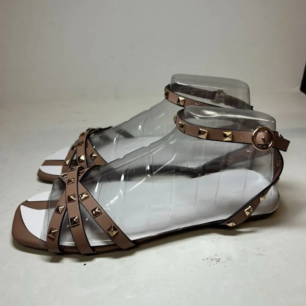 Journee Collection Womens 8 M Rose Zendaya Studded Strappy Flat Sandals NIB KU6